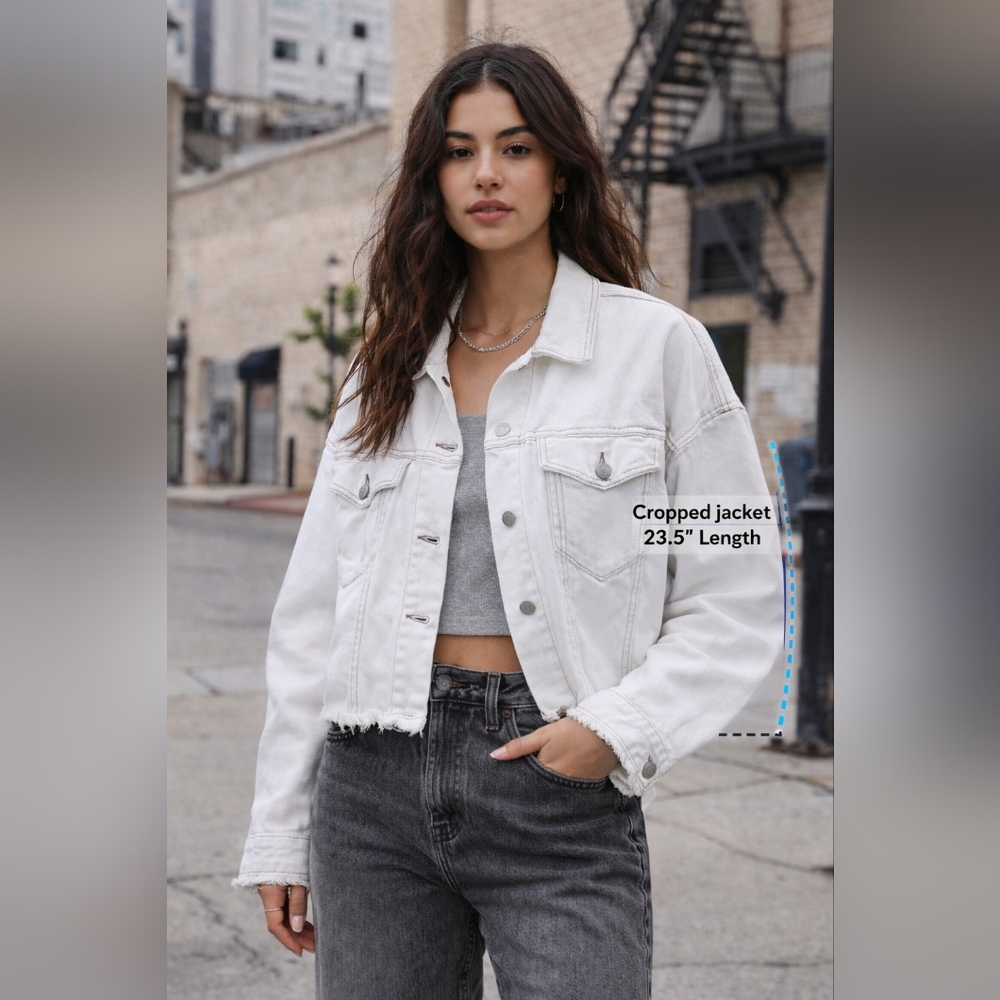 BDG Urban Outfitters Oversized Denim Jacket Medium Distressed Raw Hem Trucker